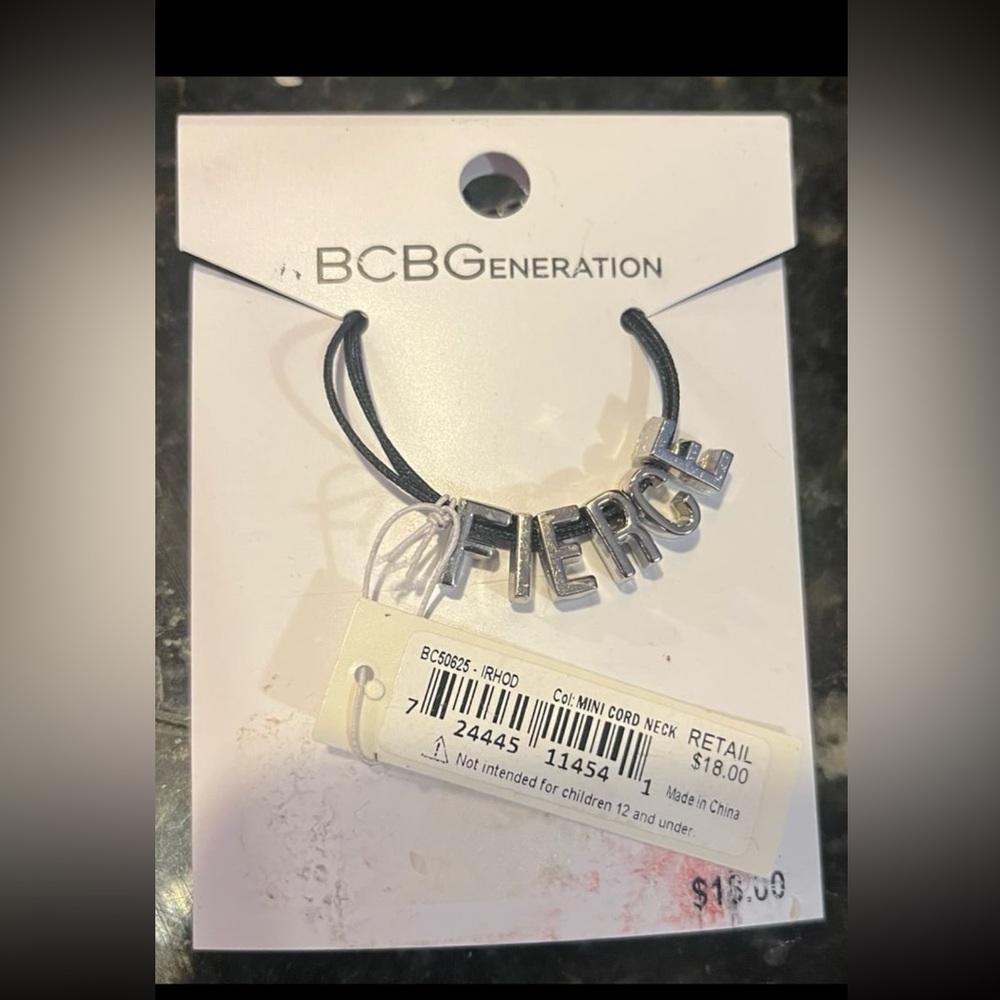 NWT - BCBGeneration Silver Charm Necklace on black cord